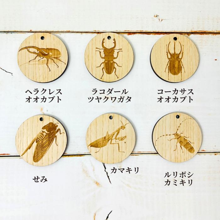 名入れ可能！》 木製 昆虫 キーホルダー 選べる 全15種 目立つ 大きい