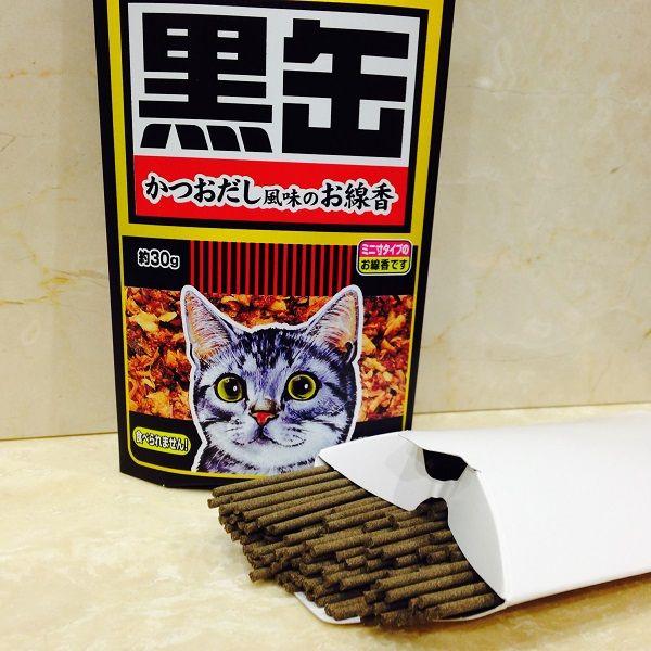 黒缶線香 かつおだしの香り 愛猫へのお供えに ネコポス対応 :pet-001 
