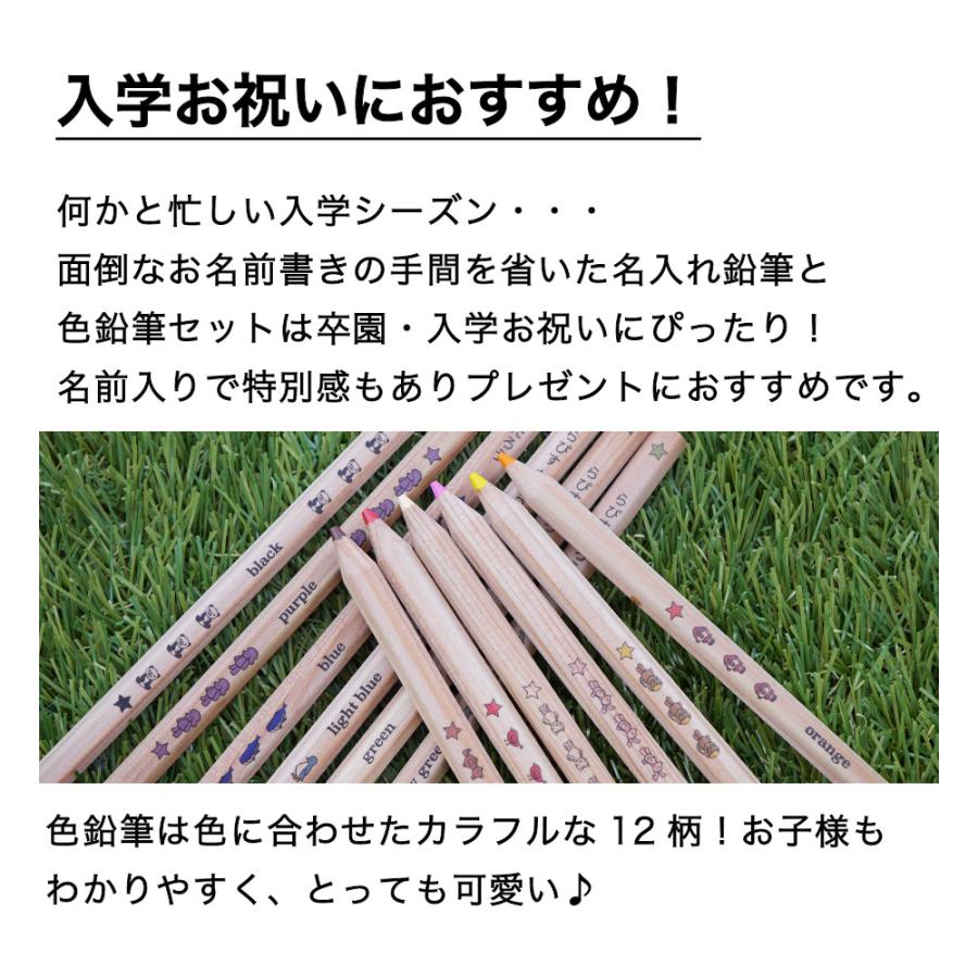 名入れ 鉛筆 カラフルねーむ鉛筆 2B はっぴーねーむ色鉛筆 12色