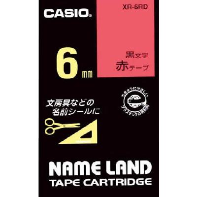 カシオ ネームランド用テープカートリッジ 粘着タイプ 6mm XR-6RD｜laplace