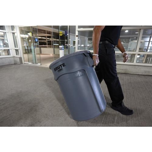 【直送品・代引き不可】ニューウェルブランズ・ジャパン ラバーメイド ラウンドブルートコンテナ スリット付き 75.7L ダークグリーン 262006の画像