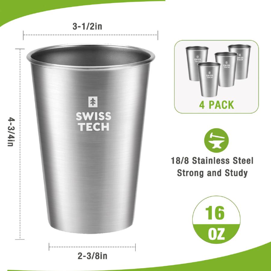 SWISS TECH スイステック 4個セット ステンレスカップ コップ シルバー