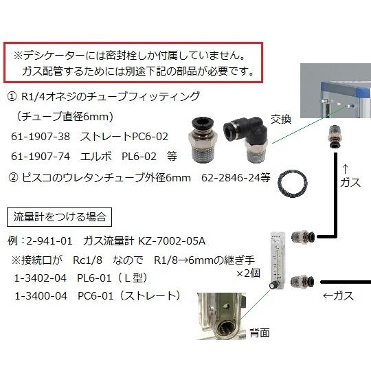 ポータブルデシケータ　静電仕様・ガス置換　302×317×436mm　1-2987-02