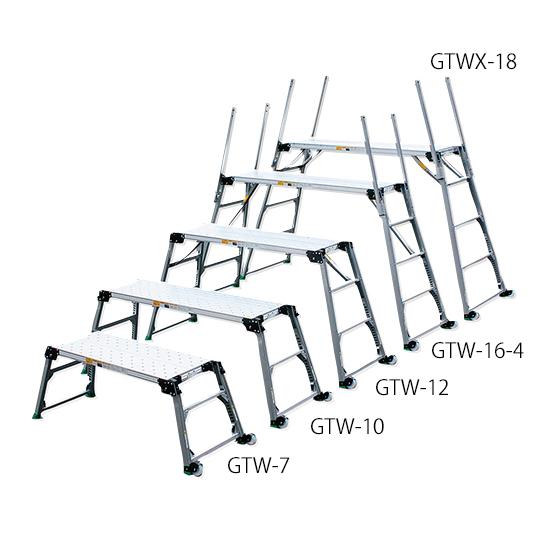 ASONE 足場台(アルミニウム製・脚部伸縮タイプ) GTW-7 1-3325-01