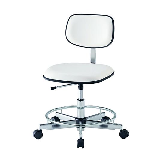 クリーンカラフルスタンダードチェア(クラス100対応) 足掛リング有り ホワイト LSC-WR 2-670-05