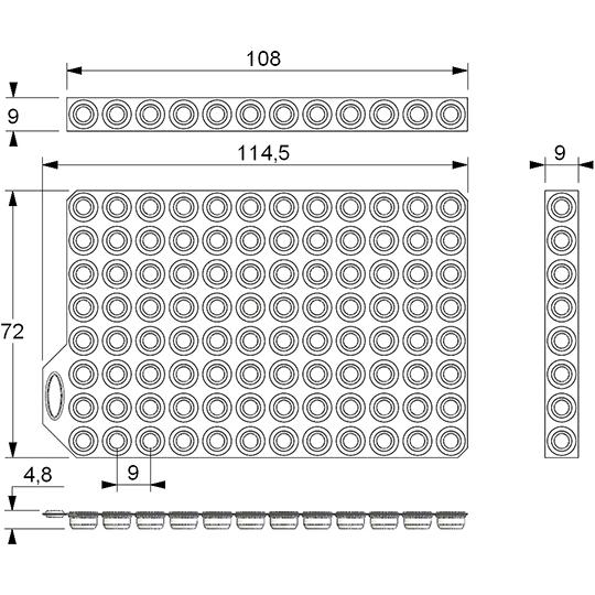 96well format用Push Cap 8cap band型 灰色 MP53092 1パック(40マット入り) 4-1087-18