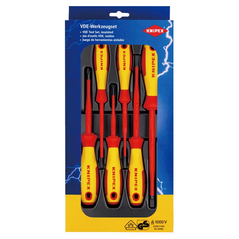 KNIPEX（クニペックス） 6本組 絶縁ドライバーセット(マイナス・プラス