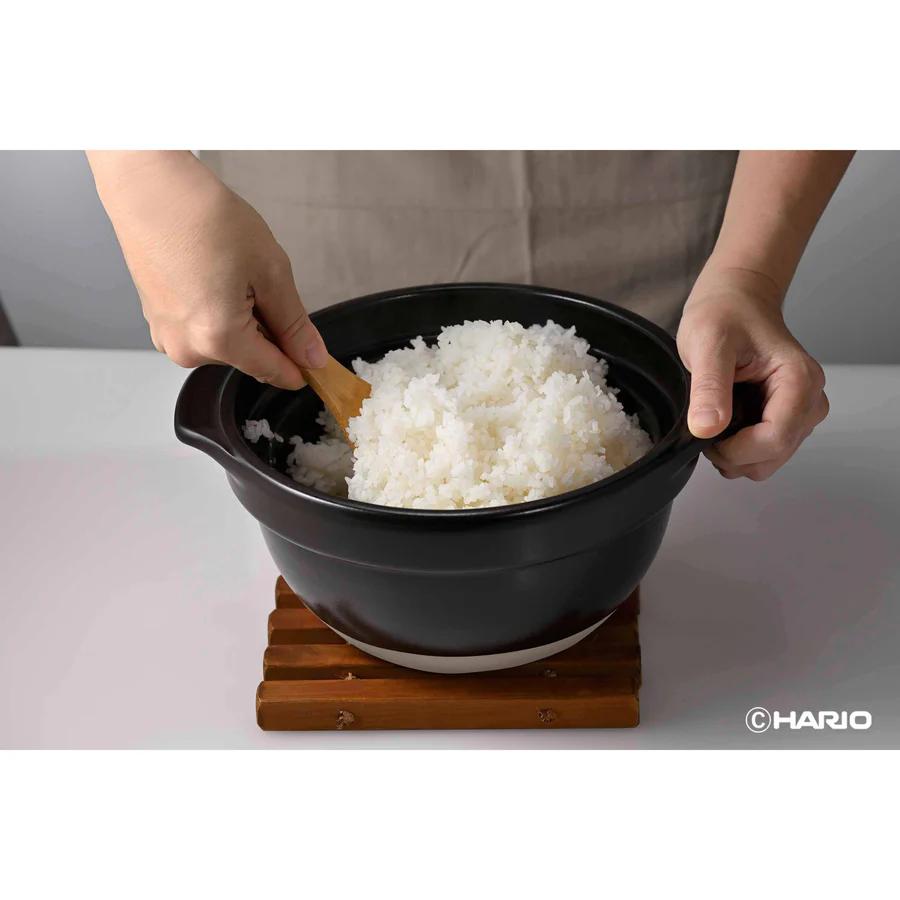 HARIO フタがガラスのご飯釜2〜3合 GNR-200-B-Wの画像
