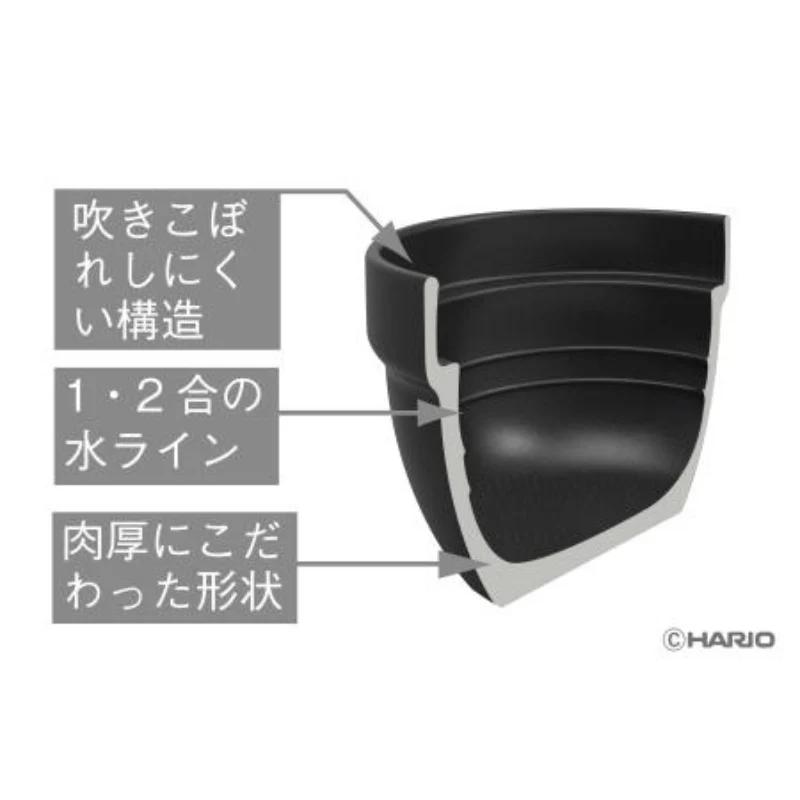 HARIO フタがガラスのご飯釜2〜3合 GNR-200-B-Wの画像