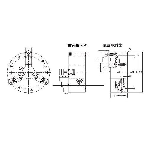 【直送】ファーステック ３爪生硬兼用スクロールチャック後面取付タイプ FT-SK12_1