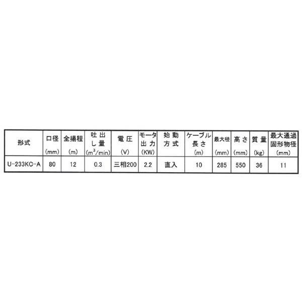 桜川ポンプ攪拌羽根付水中ポンプ U-233KC-A-50Hz｜laplace｜02