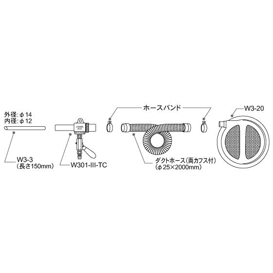 オオサワカンパニー ワンダーガン　集塵機セット　標準タイプ  W301-3-TC-20｜laplace｜02