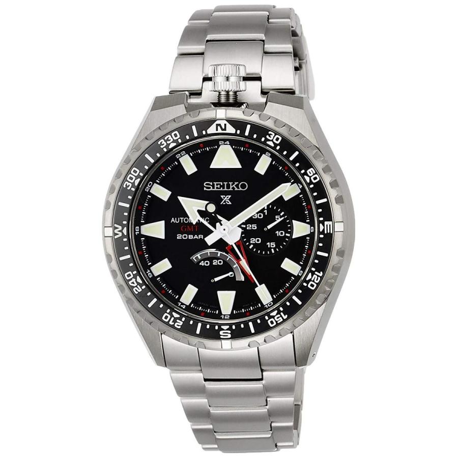 SEIKO セイコー メンズ 腕時計 プロスペックス メカニカル GMT機能 チタンモデル ブラック文字盤 SBEJ001 ウォッチ シルバー