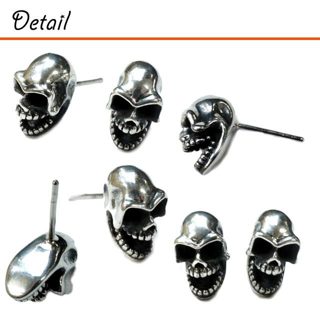 ピアス シルバー925 メンズ スカル スタッドピアス シルバーピアス 