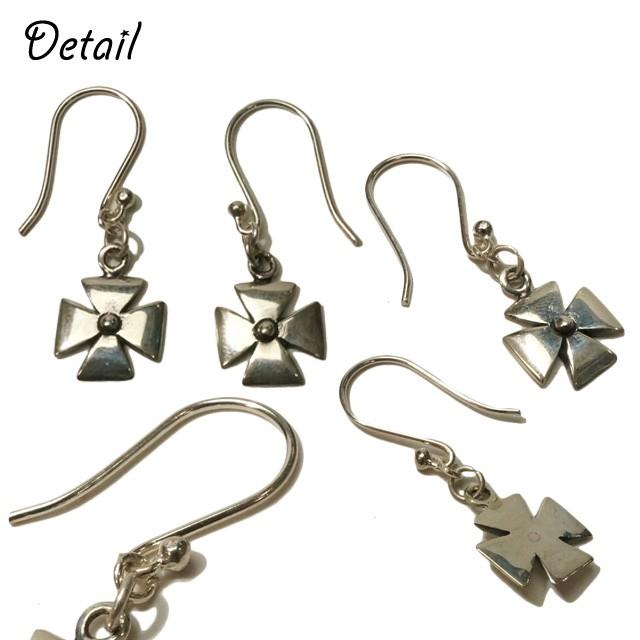 シルバーピアス メンズ シンプルクロスモチーフフックピアス