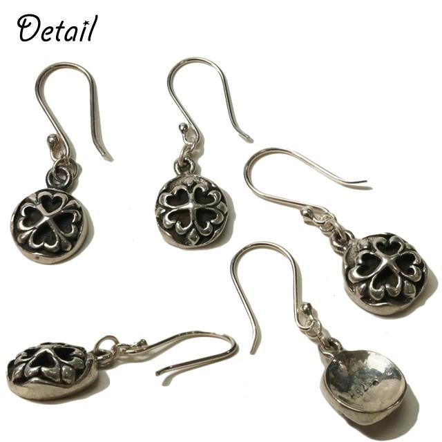 シルバーピアス メンズ 四つ葉のクローバー モチーフ フックピアス