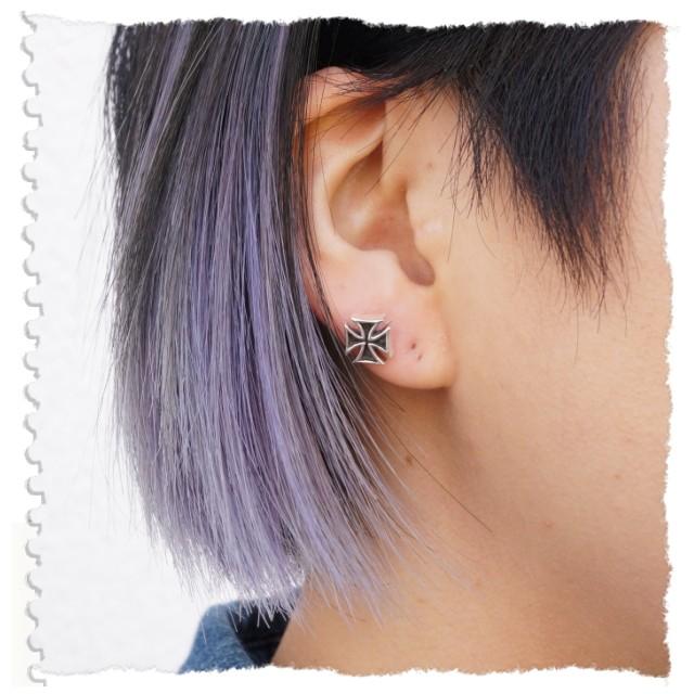 シルバーピアス クロス スタッドピアス 紋章 十字架 マーク シルバー
