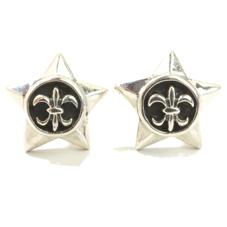 シルバーピアス 星 スタッドピアス 模様 紋章 スター 百合 マーク