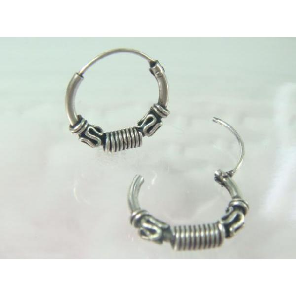 シルバーピアス フープピアス エスニック バリスタイル シルバー925 