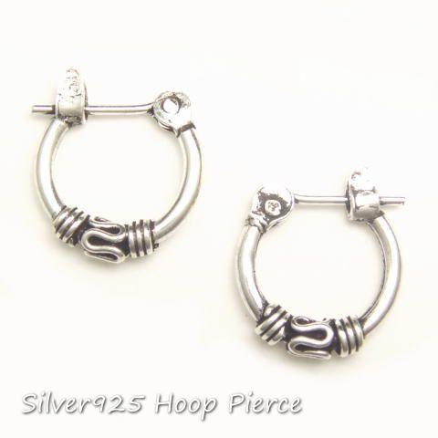 シルバーピアス 直径約10mm エスニック S字模様 フープピアス