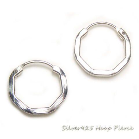 シルバー 八角形 フープピアス シルバーピアス フープピアス シンプル 八角形 多角形 シルバー925