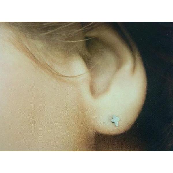 シルバーピアス スタッドピアス プチモチーフ 小さい クロス 十字架