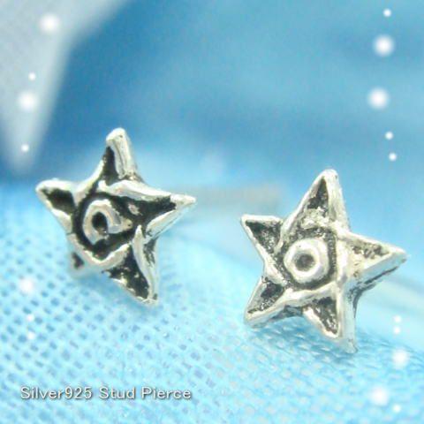 シルバーピアス スタッドピアス 魔方陣 星 スター シルバー925 送料