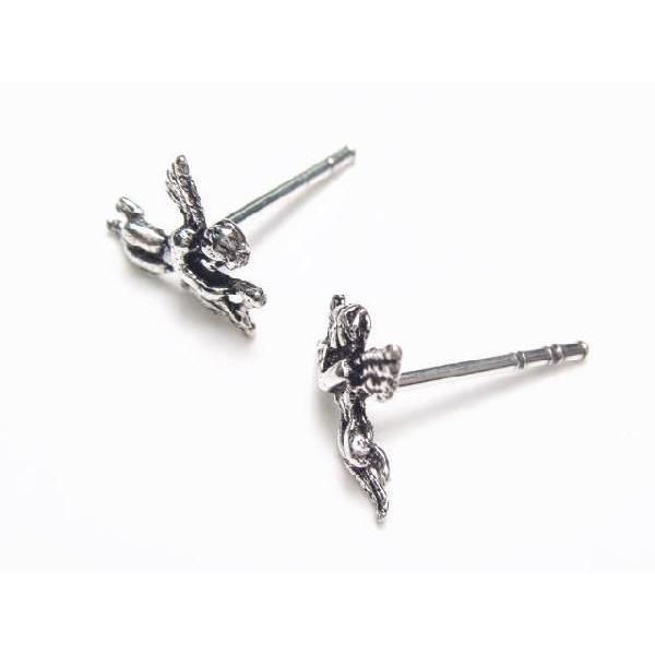 シルバーピアス スタッドピアス キューピット 弓矢 天使 エンジェル