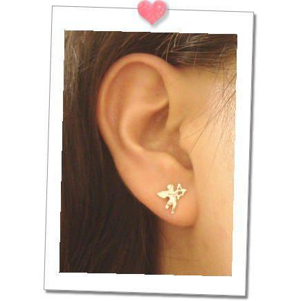 シルバーピアス スタッドピアス キューピット 弓矢 天使 エンジェル