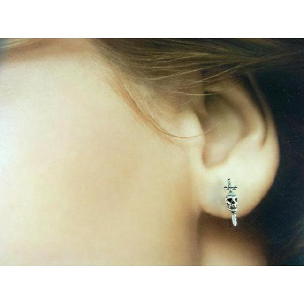 シルバーピアス スタッドピアス 剣 パイレーツ 髑髏 クロス どくろ