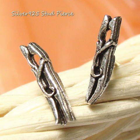 シルバーピアス スタッドピアス 洗濯バサミ クリップ 洗濯ばさみ