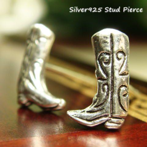 シルバーピアス スタッドピアス ウエスタンブーツ ロングブーツ