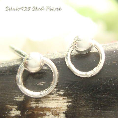 シルバーピアス スタッドピアス 丸玉 サークル 小さい シャカ球 丸