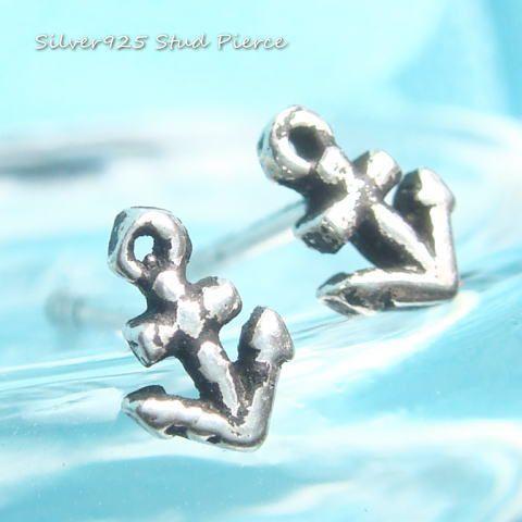 シルバーピアス スタッドピアス マリンスタイル アンカー イカリ 錨