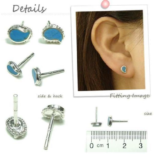 シルバーピアス スタッドピアス エスニック 勾玉 アジアン模様