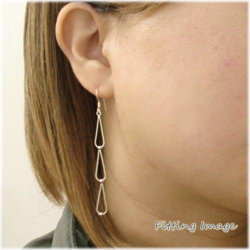 シルバーピアス フックピアス ドロップ型 雫 しずく シルバー線 3連