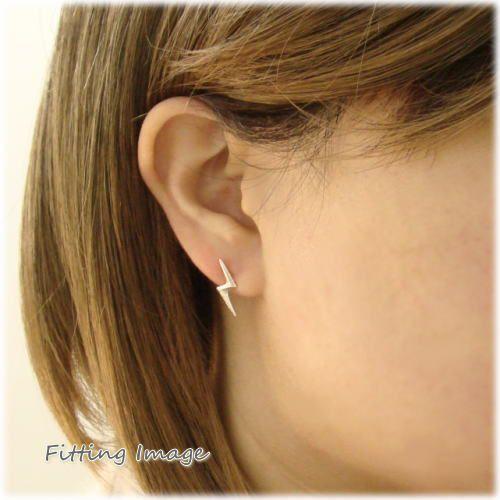 シルバーピアス スタッドピアス エッジ 稲妻 雷 カミナリ イナズマ