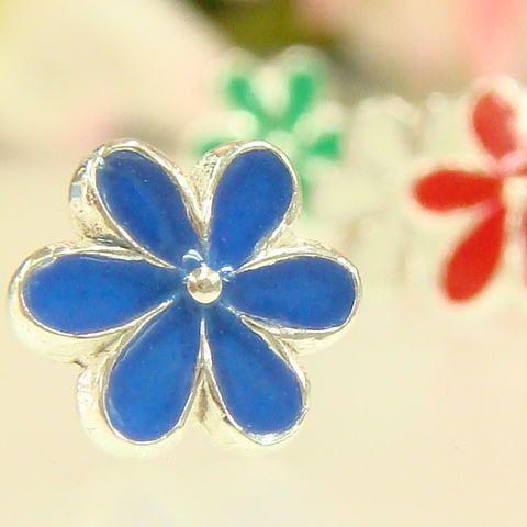 シルバーピアス スタッドピアス カラフル 花 フラワー シルバー925 