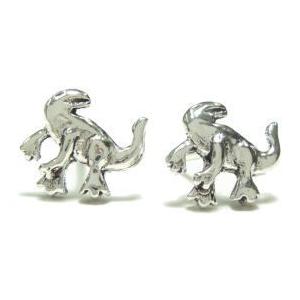 HM　イヤリング　シルバー　恐竜 シルバーピアス スタッドピアス 恐竜 怪獣 ティラノサウルス シルバー