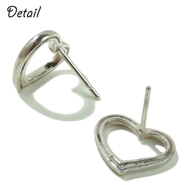 シルバーピアス スタッドピアス ハート オープンハート 大きめ