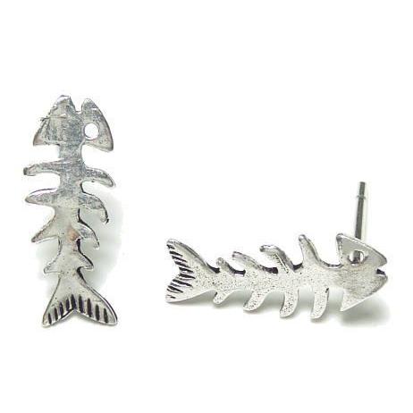 シルバーピアス スタッドピアス 魚 さかな 骨 シルバー925 mens 送料