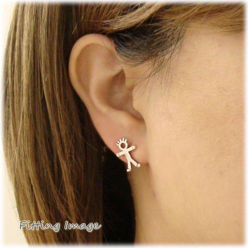 シルバーピアス スタッドピアス 大の字 男の子 子供 絵文字 アイコン