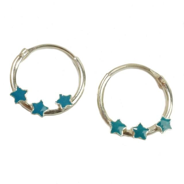 シルバーピアス フープピアス 星 スター スカイブルー シルバー925