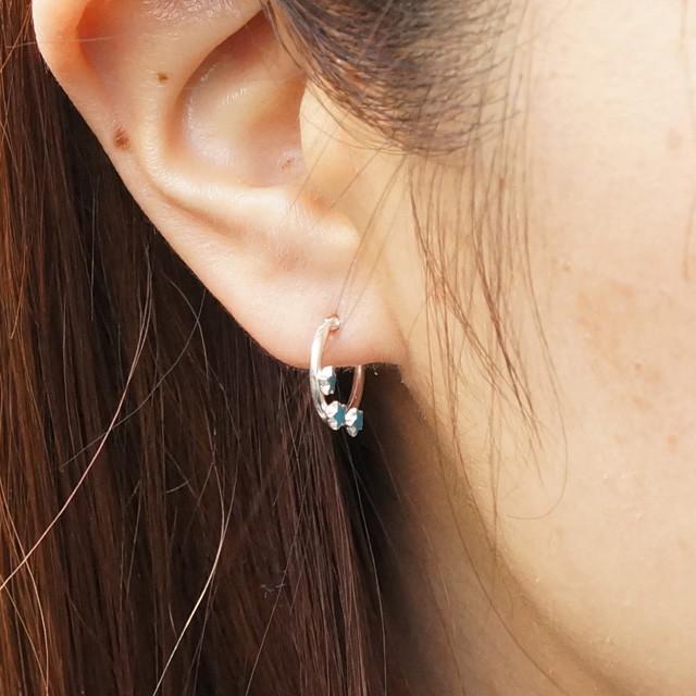 シルバーピアス フープピアス 星 スター スカイブルー シルバー925