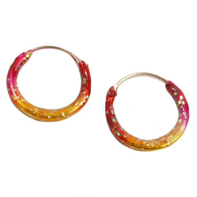 シルバーピアス フープピアス カラフル ラメ キラキラ グラデーション 