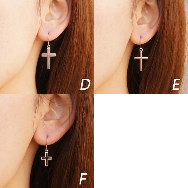 フックピアス クロス 十字架 シンプル シルバー レディースピアス 送料
