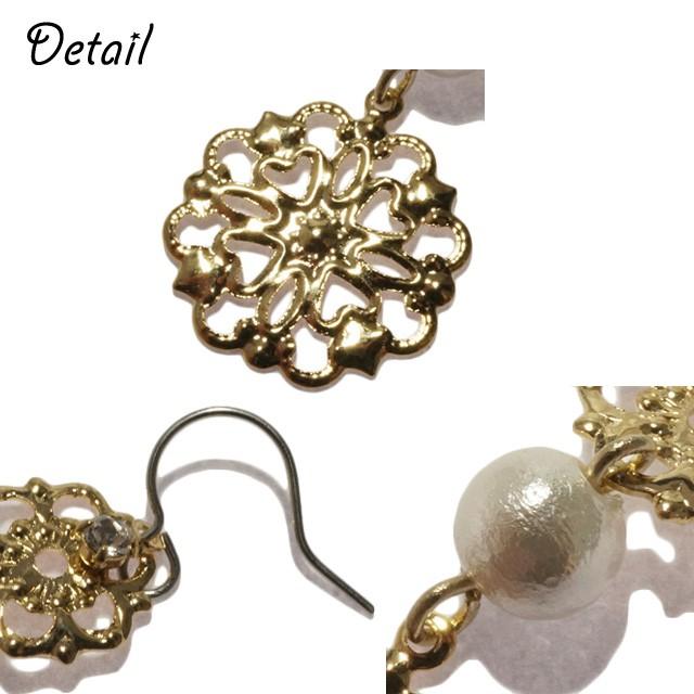 ピアス コットンパール フラワー 花 透かしパーツ サージカル