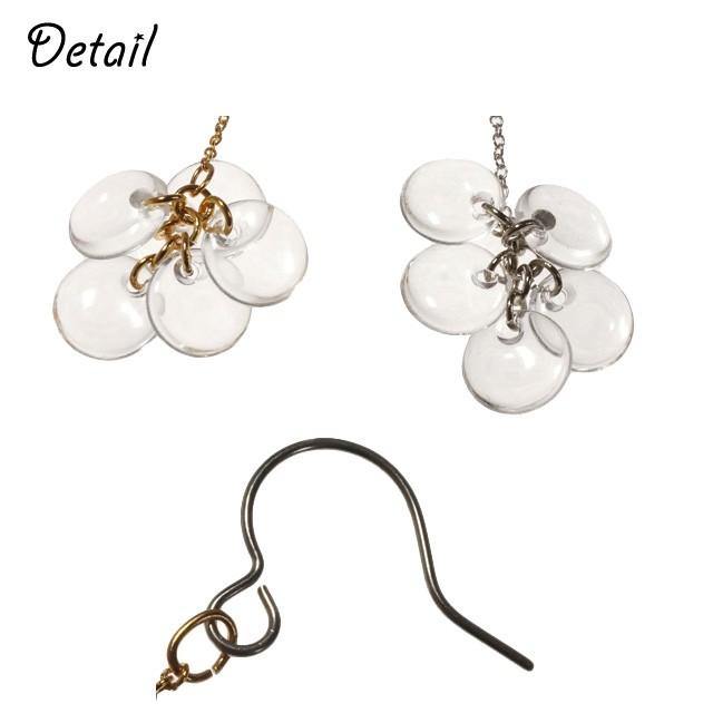 ピアス クリアビーズ 透明ビーズ チェーン ゴールド シルバー 揺れる