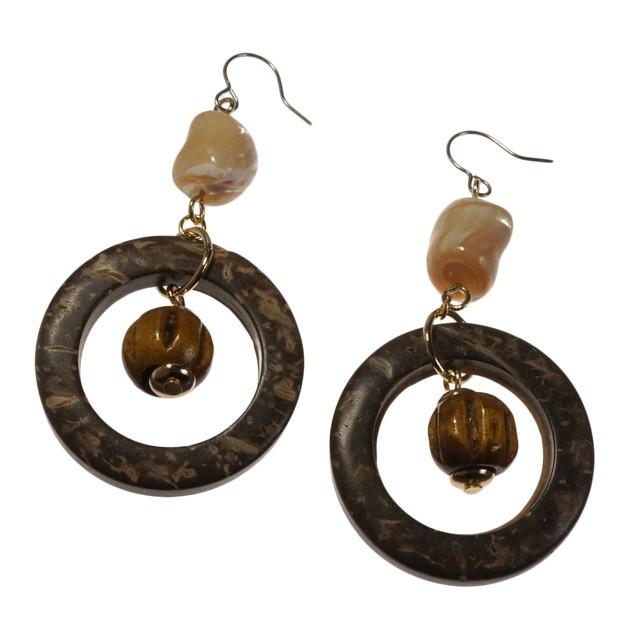 ピアス シェル ウッドビーズ 輪っか リング ラウンド まる サージカル  