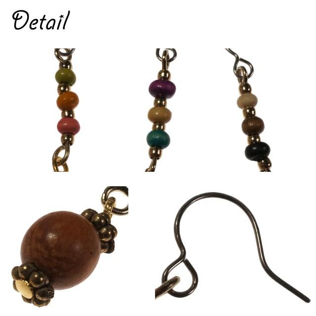 ピアス ウッド ビーズ カラフル エスニック 小さめ サージカル